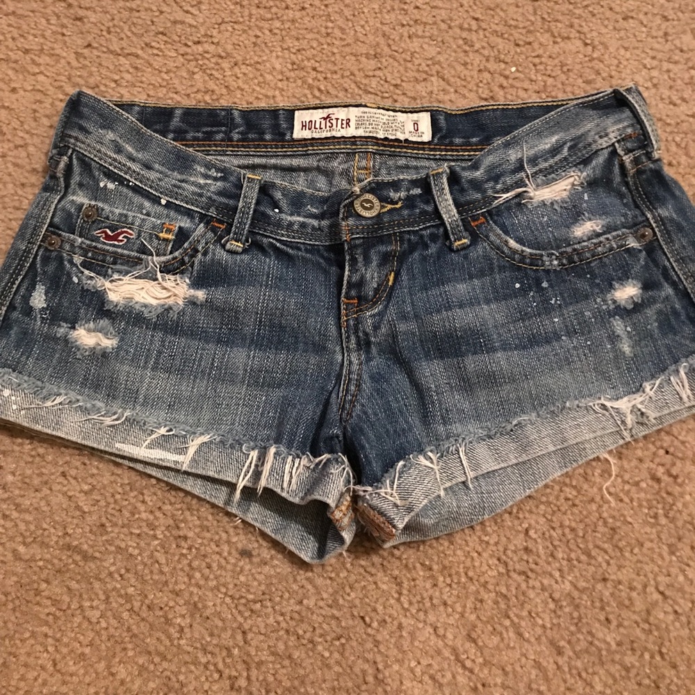 Hollister paint splashed jean shorts